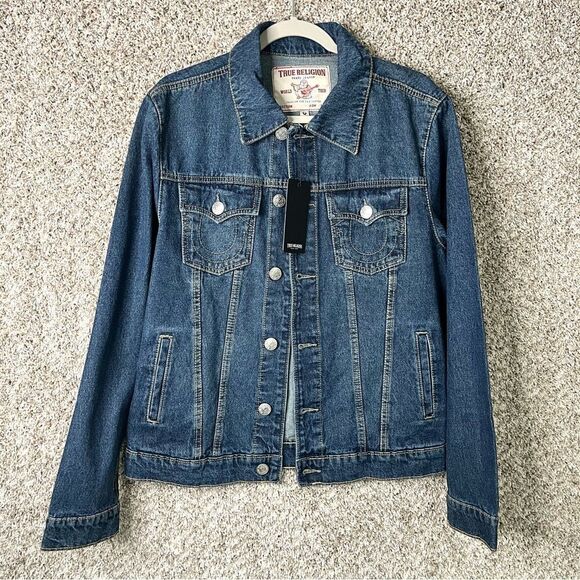 True Religion Jacket Women’s Small Jesse Medium Dreamy Wash Denim Trucker NWT - Picture 1 of 10